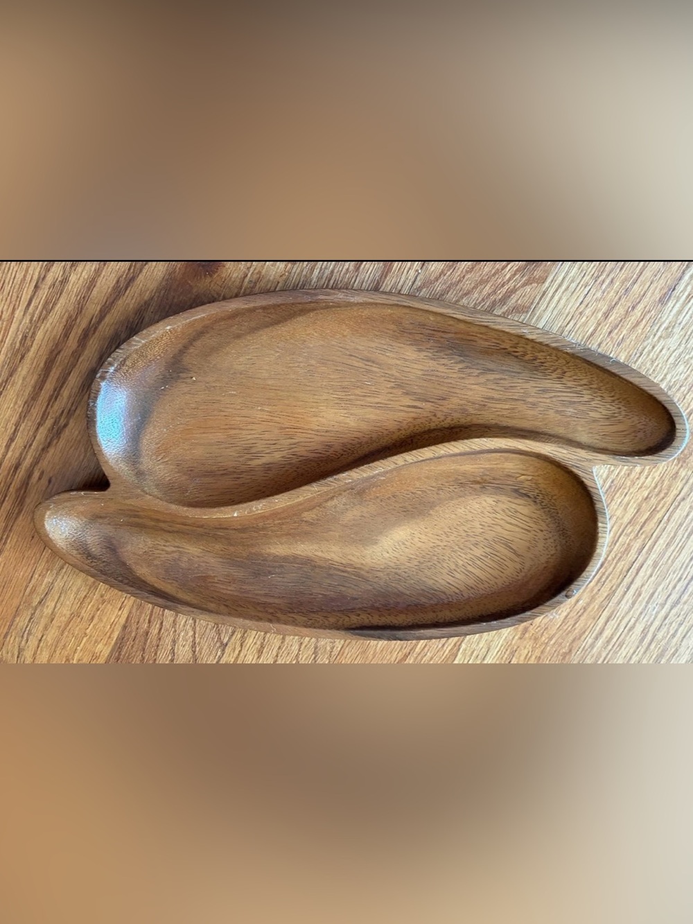Monkey Pod hand crafted dual wooden bowl